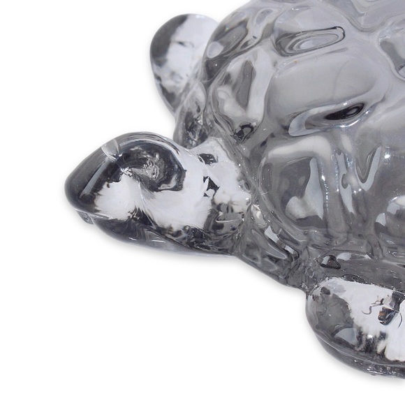 Vintage Gray Smoke Glass Turtle / Tortoise Figurine Realistic Statuette - Picture 3 of 4